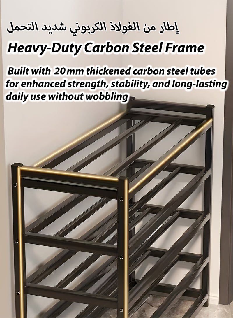 Toshionics 5 Layer Heavy Duty Metal Shoe Rack with Padded Seat – Carbon Steel Shoes Cabinet & Entryway Bench, Modern Shoe Organizer for Hallway, Bedroom, Home, Office, School & Hotel 100x25x77cm - Image 4